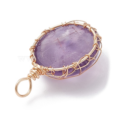 natürliche Amethyst-Kupferdraht umwickelte Anhänger(PALLOY-JF02436-02)-3