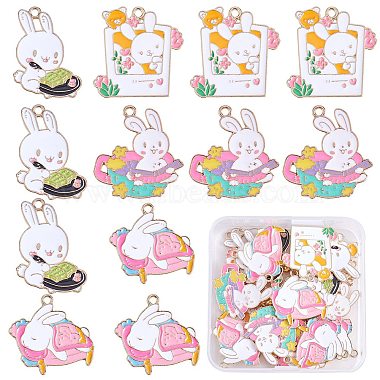 Light Gold Colorful Rabbit Alloy+Enamel Pendants