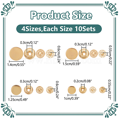 WADORN 40 Sets 4 Style Alloy Snap Button(BUTT-WR0001-12)-2