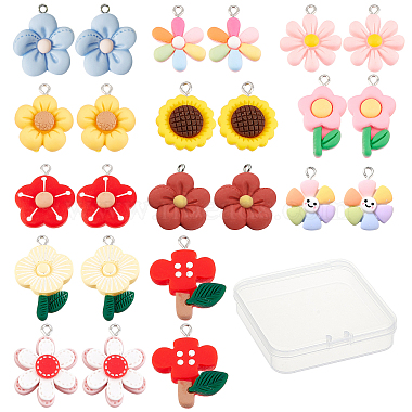 Mixed Color Flower Resin Pendants
