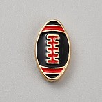Zinc Alloy Enamel Beads, Golden, Rugby, Black, 19x11x3.5mm, Hole: 1.6mm(FIND-CJC0437-006A-01)