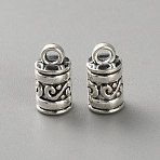 Tibetan Style Alloy Cord Ends, Column, Antique Silver, 12.5x7mm, Hole: 2mm(FIND-WH0148-528A)