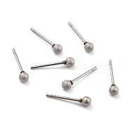 201 Stainless Steel Textured Ball Stud Earrings, Post Earrings with 304 Stainless Steel Pin for Women , Stainless Steel Color, 14x3mm, Pin: 0.7mm(STAS-Z039-01F-P)