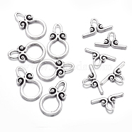 Ring Tibetan Style Alloy Toggle Clasps, Lead Free and Cadmium Free, Ring: 12x20mm, Bar: 18mm, Hole: 3mm, Antique Silver, Ring: 12x20mm, Bar: 18mm, Hole: 3mm(A1011Y)