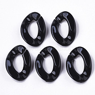 Opaque Acrylic Linking Rings, Quick Link Connectors, for Curb Chains Making, Twist, Black, 30x21x6mm, Inner Diameter: 16x8mm(OACR-S036-001B-G02)