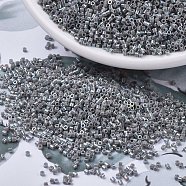 MIYUKI Delica Beads Small, Cylinder, Japanese Seed Beads, 15/0, (DBS0168) Opaque Gray AB, 1.1x1.3mm, Hole: 0.7mm, about 3500pcs/10g(X-SEED-J020-DBS0168)