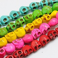 Synthetic Turquoise Beads Strands, Dyed, Skull, Mixed Color, 23x18x22mm, Hole: 1mm, about 90pcs/1000g(TURQ-G113-18x23mm-M)