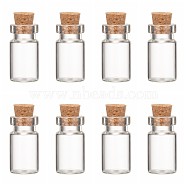 Glass Wishing Bottle Bead Containers, Corked Bottles, Clear, 13x23mm, Inner Diameter: 13mm, Tampion: 7x5~6.5mm, Bottleneck: 8.5mm in diameter, Capacity: 2.5ml(0.08 fl. oz)(X-CON-Q014)