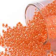 TOHO Round Seed Beads, Japanese Seed Beads, (802) Luminous Neon Orange, 11/0, 2.2mm, Hole: 0.8mm, about 50000pcs/pound(SEED-TR11-0802)