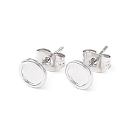 304 Stainless Steel Stud Earring Finding, Earring Settings, Flat Round, Stainless Steel Color, Tray: 5mm, 6.5mm, Pin: 0.8mm(EJEW-I285-41P)