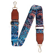 Wide Polyester Purse Straps, Replacement Adjustable Shoulder Straps, Retro Removable Bag Belt, with Swivel Clasp, for Handbag Crossbody Bags Canvas Bag, Leaf Pattern, 79~12.9x3.8cm(JX142B)