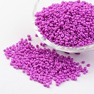 8/0 3mm Baking Paint Glass Seed Beads Loose Spacer Beads, Magenta, 3mm, Hole: 1mm, about 962pcs/50g(X-SEED-S002-K21)