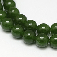 Natural TaiWan Jade Bead Strands, Dyed, Round, Dark Green, 6mm, Hole: 1mm, about 63pcs/strand, 15.5 inch(X-G-F342-03-6mm)