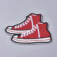 Computerized Embroidery Cloth Iron on/Sew on Patches, Costume Accessories, Shoes, Red, 54x77x1.5mm(DIY-L031-021)