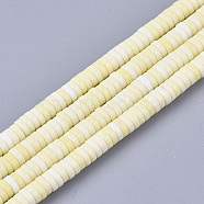 Natural Agate Beads Strands, Dyed, Heishi Beads, Flat Round/Disc, Light Yellow, 4x1mm, Hole: 1mm, about 250~329pcs/strand, 15.7 inch(G-T115-08K)
