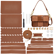 DIY PU Leather Braided Women's Crossbody Handbag Making Kits, including Fabrics, Chain Crossbody Strap, Magnetic Clasps, Screwback Rivets, Screwdriver, Thread, Needle, Camel(DIY-WH0349-47B)