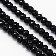 Crystal Glass Round Beads Strands, Black, 6mm, Hole: 1mm, about 69pcs/strand, 16.1 inch(EGLA-F037-6mm-B04)