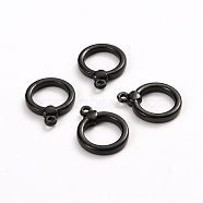 304 Stainless Steel Toggle Clasps Parts, Ring, Electrophoresis Black, 18x14x3mm, Hole: 1.5mm, Inside: 10x10mm(STAS-D142-04B-B)
