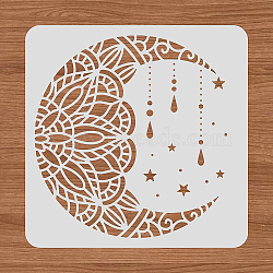 Large Plastic Reusable Drawing Painting Stencils Templates, for Painting on Scrapbook Fabric Tiles Floor Furniture Wood, Square, Moon Pattern, 300x300mm(DIY-WH0172-551)