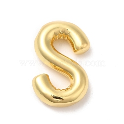 Rack Plating Brass Pendants, Balloon Letter Charm, for Personalized Name Necklaces Making, Long-Lasting Plated, Lead Free & Cadmium Free, Real 18K Gold Plated, Letter S, 23x14x5mm, hole: 3x2mm(KK-R143-21G-S)