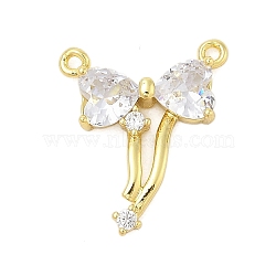 Rack Plating Brass Cubic Zirconia Pendants, Bowknot Charms, Real 18K Gold Plated, Long-Lasting Plated, Lead Free & Cadmium Free, Clear, 20x16.5x4mm, Hole: 1.2mm(KK-Z074-71G-01)