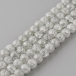 Synthetic Crackle Quartz Beads Strands, Round, Dyed, Light Grey, 6mm, Hole: 1mm, about 66pcs/strand, 15.7 inch(GLAA-S134-6mm-09)