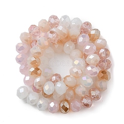 Electroplate Glass Beads Strands, AB Color Plated, Faceted, Rondelle, Pearl Pink, 7.5~8x6mm, Hole: 1.5mm, about 69~72pcs/strand, 16.54 inch~17.24 inch(42cm~43.8cm)(EGLA-YW0002-E08)