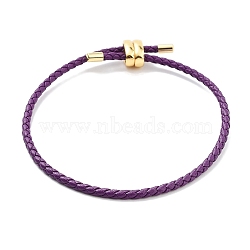 Braided Round Imitation Leather Bracelets Making, with Golden Tone Brass Beads, Dark Orchid, Inner Diameter: 2-7/8 inch(7.45cm)(BJEW-H610-03G-02)