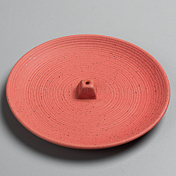 Porcelain Incense Burners, Flat Round Incense Holders, Home Office Teahouse Zen Buddhist Supplies, Orange Red, 140x22mm(PW-WG71749-01)