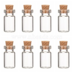 Glass Jar Glass Bottle Bead Containers, Corked Bottles, Wishing Bottle, Clear, 13x23mm, Inner Diameter: 13mm, Cork Stopper: 7x5~6.5mm, Bottleneck: 8~8.5mm in diameter, Capacity: 2.5ml(0.08 fl. oz)(X-CON-Q014)