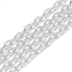 Aluminum Cable Chains, Unwelded, Oval, Silver, 5.3x3.5x1mm(X-CHA-S001-008C)