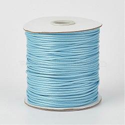 Eco-Friendly Korean Waxed Polyester Cord, Light Sky Blue, 1.5mm, about 169.51~174.98 Yards(155~160m)/Roll(YC-P002-1.5mm-1169)