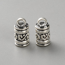 Tibetan Style Alloy Cord Ends, Column, Antique Silver, 12.5x7mm, Hole: 2mm(FIND-WH0148-528A)