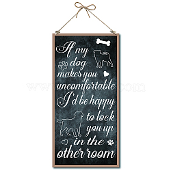 Printed Wood Hanging Wall Decorations, for Front Door Home Decoration, with Jute Twine, Rectangle with Word, Black, 30x15x0.5cm, Rope: 40cm(WOOD-WH0115-14A)