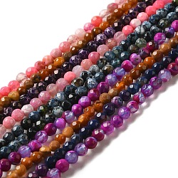 Natural Fire Crackle Agate Beads Strands, Dyed, Faceted, Round, Mixed Color, 4mm, Hole: 1mm, about 90pcs/strand, 15 inch(G-G588-4mm-M)