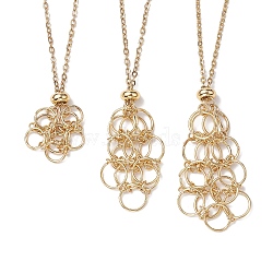 3Pcs 3 Styles 304 Stainless Steel Cable Chain Necklace Makings, with Blank Cage Pendants, Golden, 16.93~27.95 inch(43~71cm), 1pc/style(NJEW-JN04934-01)