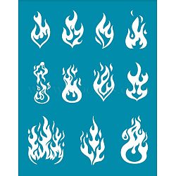 Silk Screen Printing Stencil, for Painting on Wood, DIY Decoration T-Shirt Fabric, Fire Pattern, 100x127mm(DIY-WH0341-251)