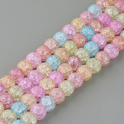 Synthetic Crackle Quartz Beads Strands, Round, Dyed, Colorful, 8mm, Hole: 1mm, about 50pcs/strand, 15.7 inch(X-GLAA-S134-8mm-20)