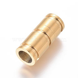 304 Stainless Steel Magnetic Clasps with Glue-in Ends, Ion Plating (IP), Column, Golden, 21x9mm, Hole: 6mm(STAS-G203-09G)