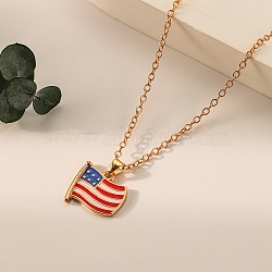 Alloy Pendant Necklaces, Flag, for Independence Day, Red, 18.11 inch(46cm)(PW-WG26508-01)