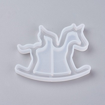 Shaker Mold, DIY Quicksand Jewelry Silhouette Silicone Molds, Resin Casting Molds, For UV Resin, Epoxy Resin Jewelry Making, Rocking Horse, White, 50x64x8mm, Inner Size: 33x62mm