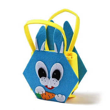 Non-woven Fabrics Easter Rabbit Candy Bag, with Handles, Gift Bag Party Favors for Kids Boys Girls, Deep Sky Blue, 19.5x14x6.5cm