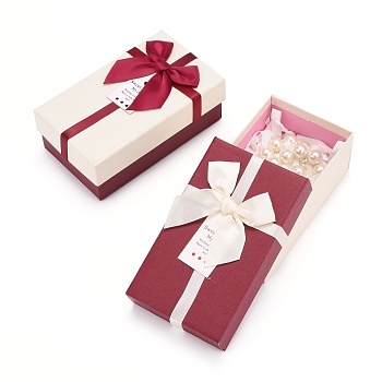 Cardboard Jewelry Boxes, for Jewelry Gift Packaging, Rectangle with Bowknot, Mixed Color, 14.8x8.7x5.4cm