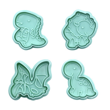 Plastic Cookie Cutters, Cookies Moulds, DIY Biscuit Baking Tool, Dinosaur, Medium Sea Green, 41~47x40~50mm, 4pcs/set