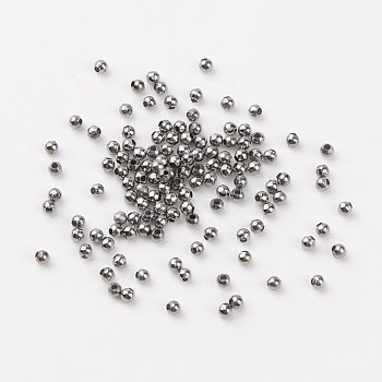 Iron Spacer Beads, Round, Gunmetal, about 2mm in diameter, 2mm wide, hole: 1mm, about 1330pcs/20g