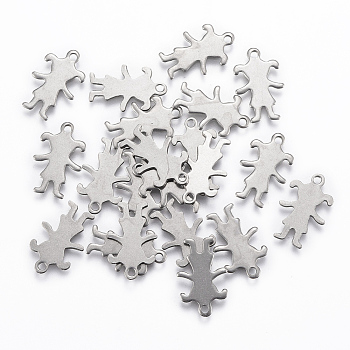 304 Stainless Steel Pendants, Girl, Stainless Steel Color, 16x10x0.8mm, Hole: 1.2mm