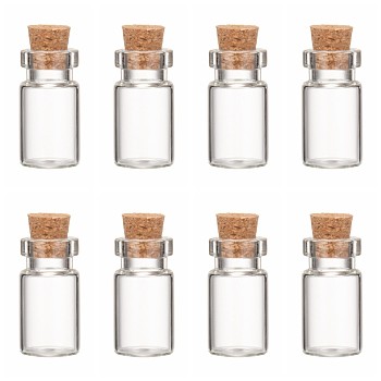Glass Wishing Bottle Bead Containers, Corked Bottles, Clear, 13x23mm, Inner Diameter: 13mm, Tampion: 7x5~6.5mm, Bottleneck: 8.5mm in diameter, Capacity: 2.5ml(0.08 fl. oz)