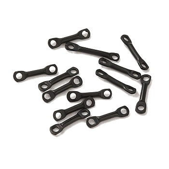 304 Stainless Steel Connector Charms, Bar Links, Electrophoresis Black, 8x2x1mm, Hole: 1mm