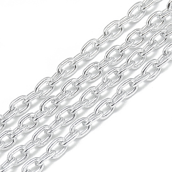 Aluminum Cable Chains, Unwelded, Oval, Silver, 5.3x3.5x1mm