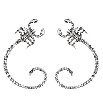 Alloy Stud Earrings, Scorpion Climber Wrap Around Earrings, Platinum, 54x42mm